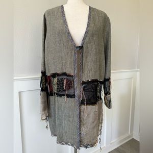 Shepatin Lagenlook Art to Wear Multi Texture Single Snap Jacket Size M
